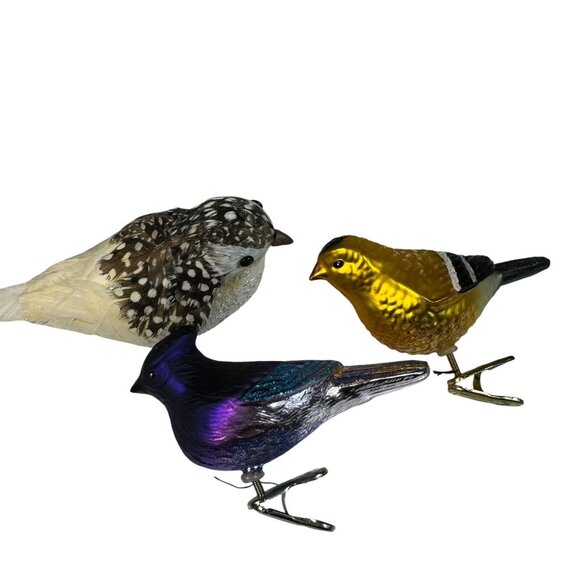 Vintage 2 Glass 1 foam Christmas Birds clip-On Bird - Lot Of 3- Nice Cond! - Picture 4 of 12
